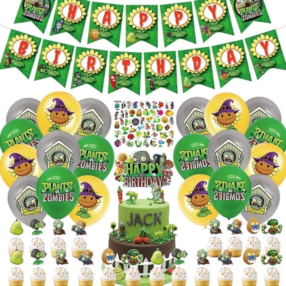 100 Pcs Plants Vs Zombies Birthday Party Supplies lot- New